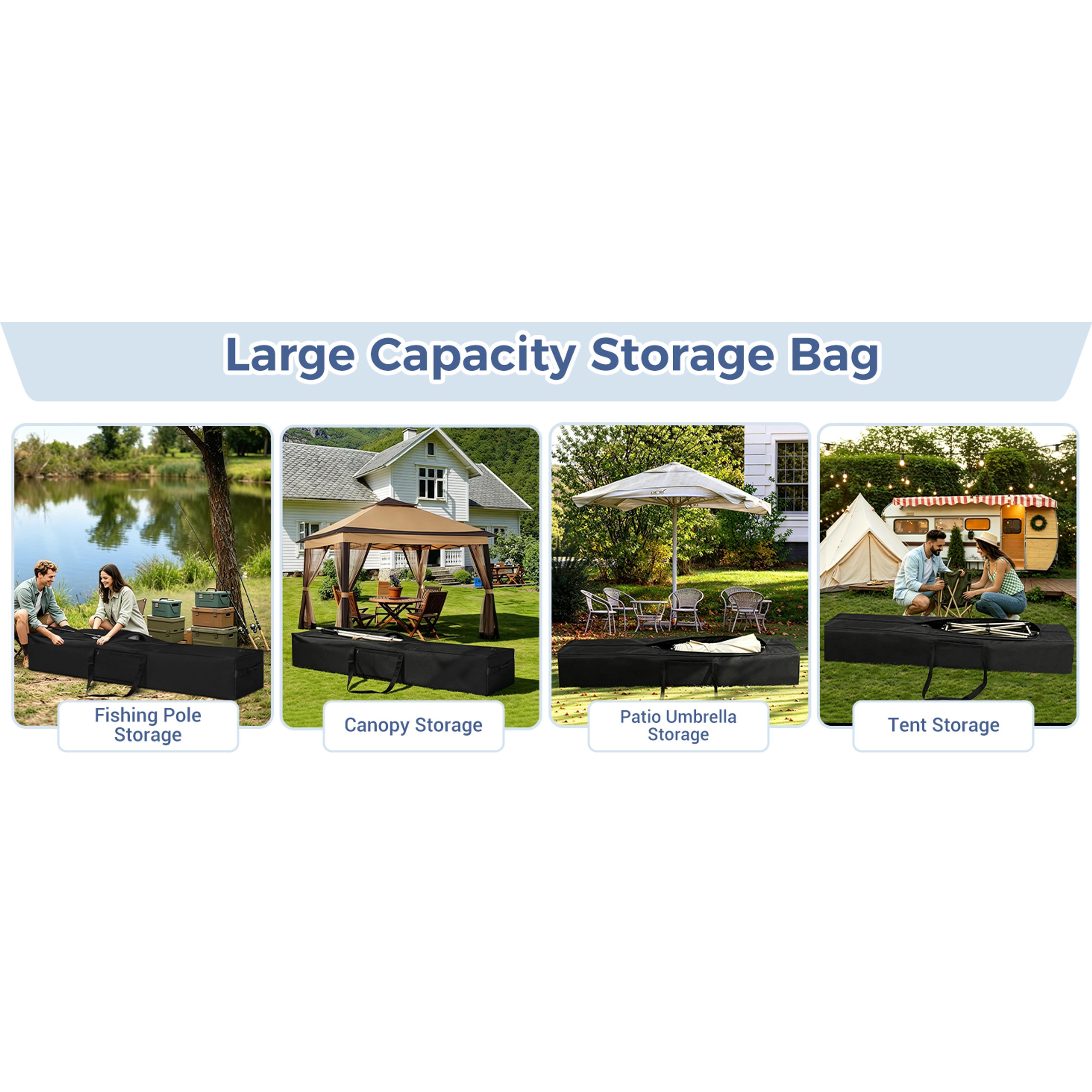 Extra Large Tent Storage Bag 83"x16"x12" - 260L Heavy Duty Waterproof Duffle Bag for Tent Poles, Canopy, Hammock, Tripod, Fishing Gear, Sports Equipment & Outdoor Moving, Black