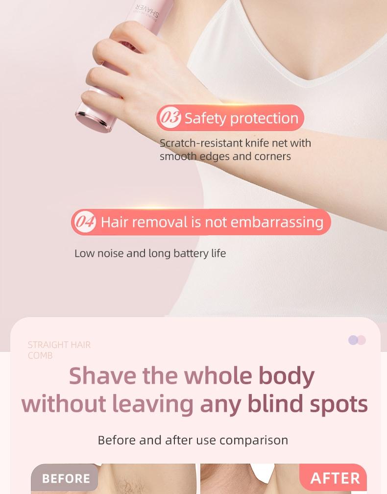 New double-head facial shaving and hair removal device for women. Suitable for face, lips and chin. USB rechargeable double-head wireless electric razor.