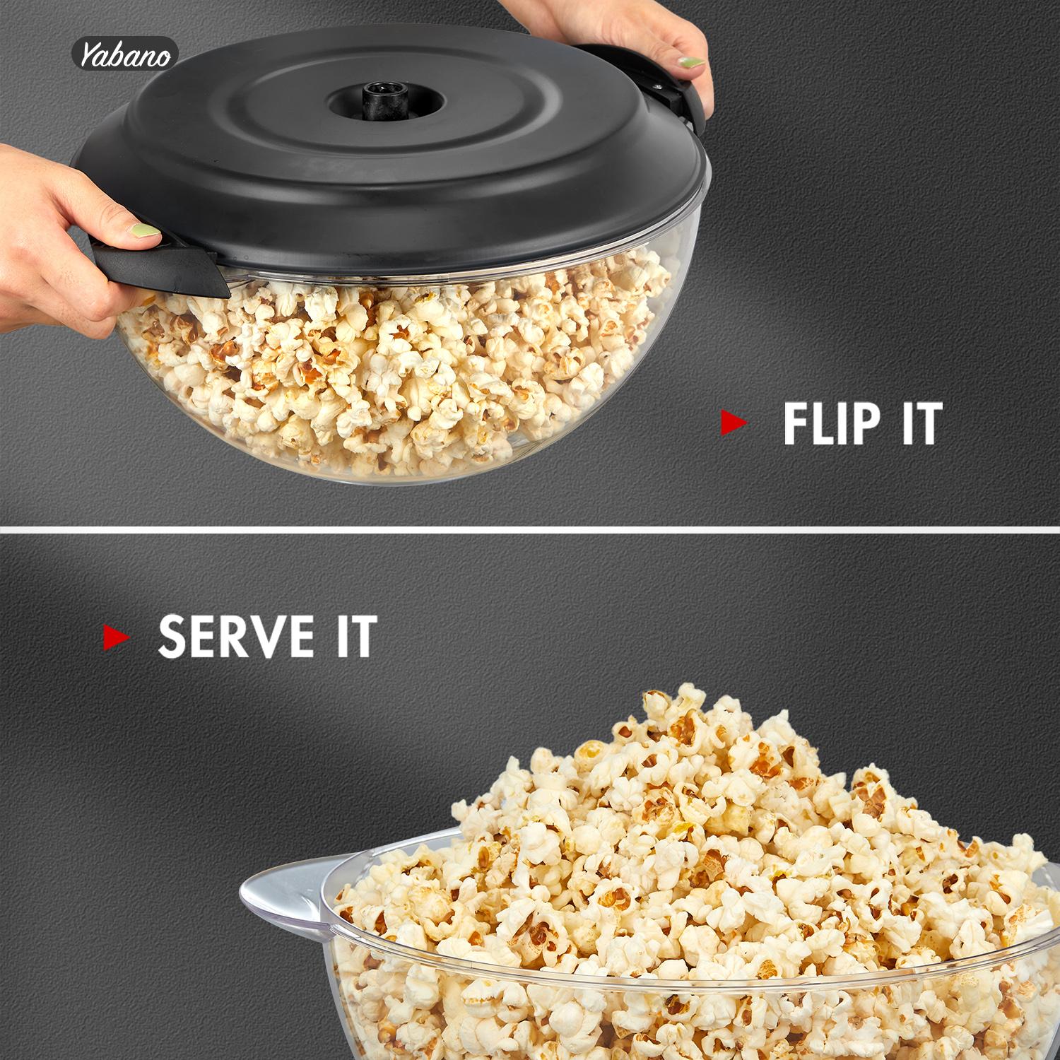 Yabano Popcorn Machine, 6-Quart Popcorn Popper maker, Nonstick Plate, Electric Stirring with Quick-Heat Technology, Cool Touch Handles