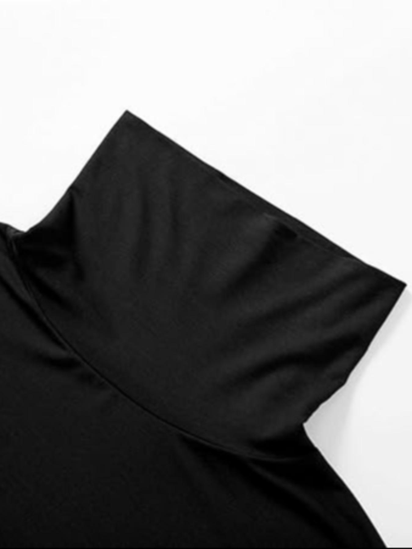 Women's Solid Long Sleeve High Neck Tee, Basic Casual Comfy T-shirt for Fall & Winter, Women's Clothing for Daily Wear