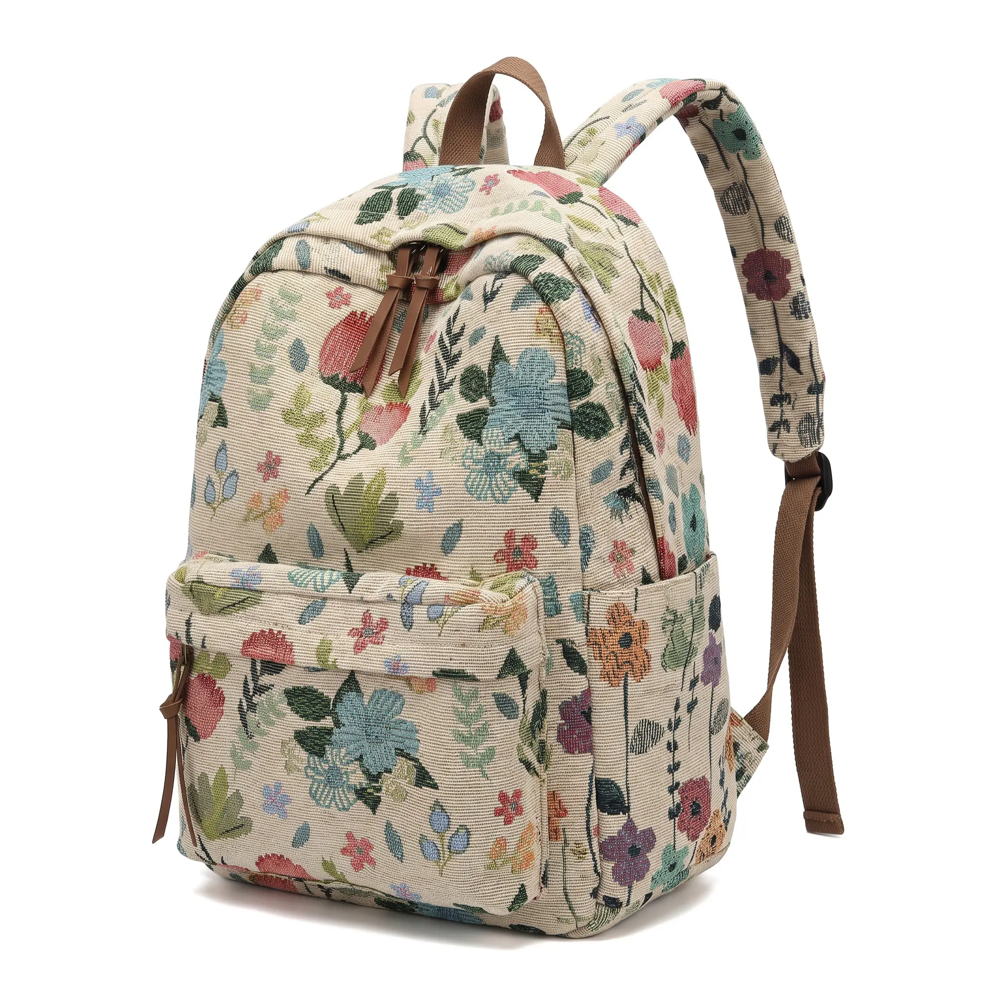 Retro Floral Print Minimalist Backpack, Urban Chic Unisex Daily Use Bag, Wear-Resistant Oxford Fabric, Large Capacity, Fits 13" Laptop for Casual Commute Travel