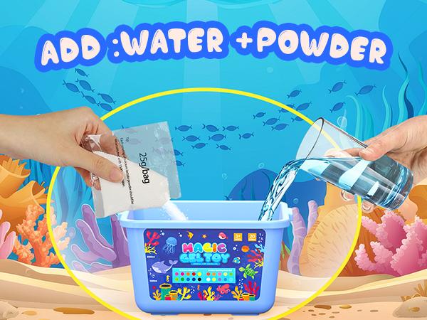 Magic Gel Water Elf Toy Kit, Aqua Water Gel Kit for Kids, Creative Squishy Maker Toy with 20 Magic and 16 Shape Molds Pets, Birthday Gifts Crafts&Art DIY for Kids, Make Your Own Squishies