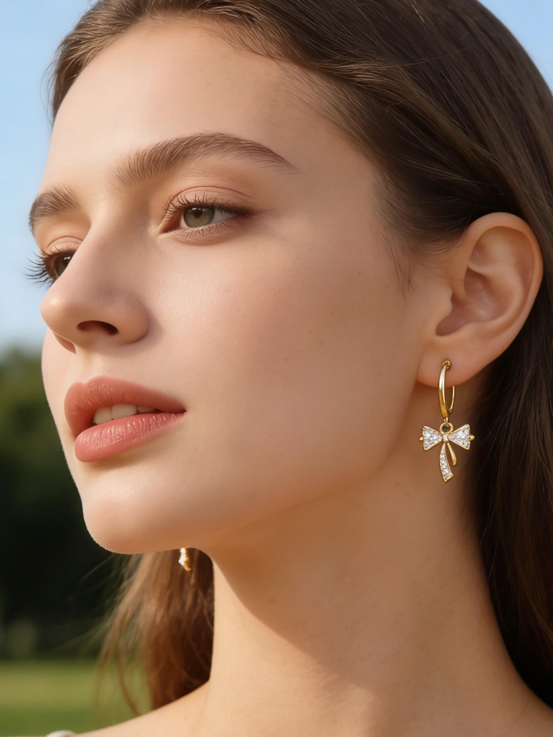 Elegant Bow Earrings Set, Fashionable Jewelry, Butterfly Pendant Design, Perfect Gift for Women, Ideal Birthday & Christmas Present, All-Season Wear