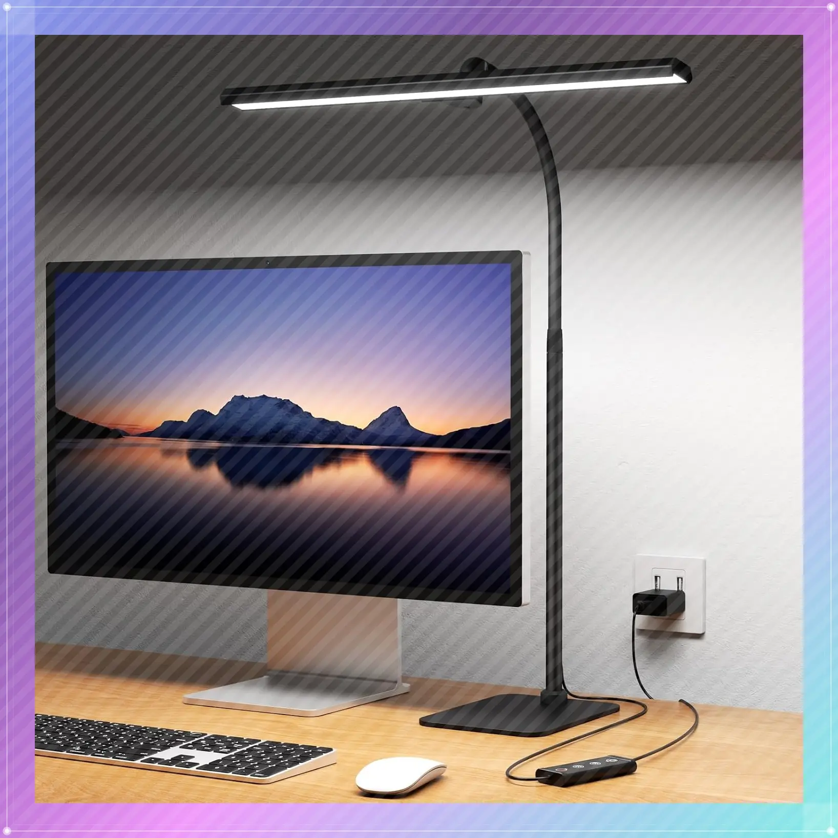 LED Desk Lamp, Flexible Gooseneck Task Light with Base and Timer | 12W Tall Architect Lamp for Home Office Working, Reading, Crafting, Study, 5-Level Dimmable Brightness and ColorGift