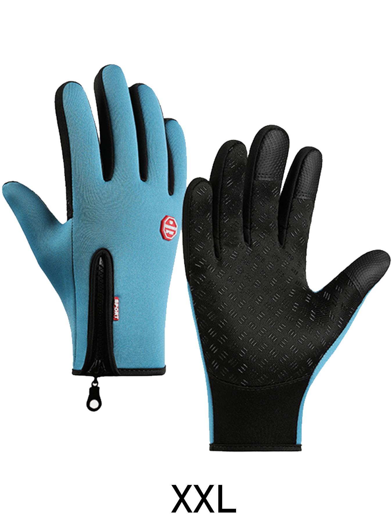 Spring Autumn Outdoor Sports Fleece Lined Cycling Gloves Waterproof Touchscreen Mountaineering Gloves Zipper Gloves Outdoor Activity Gloves