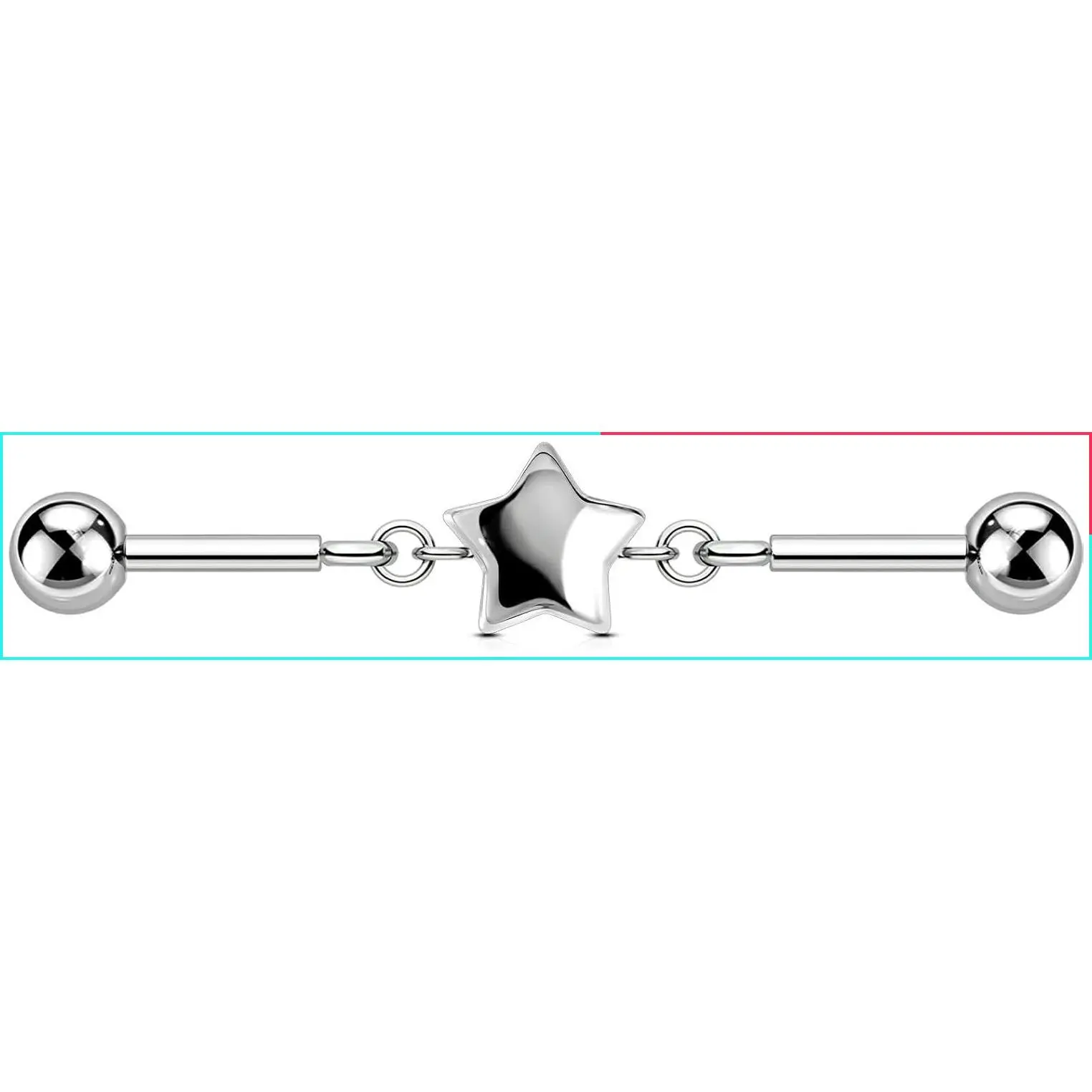 Chain Heart Industrial Barbell Piercing Jewelry, 14G 316L Stainless Steel Cute Bar Earring - 38mm
