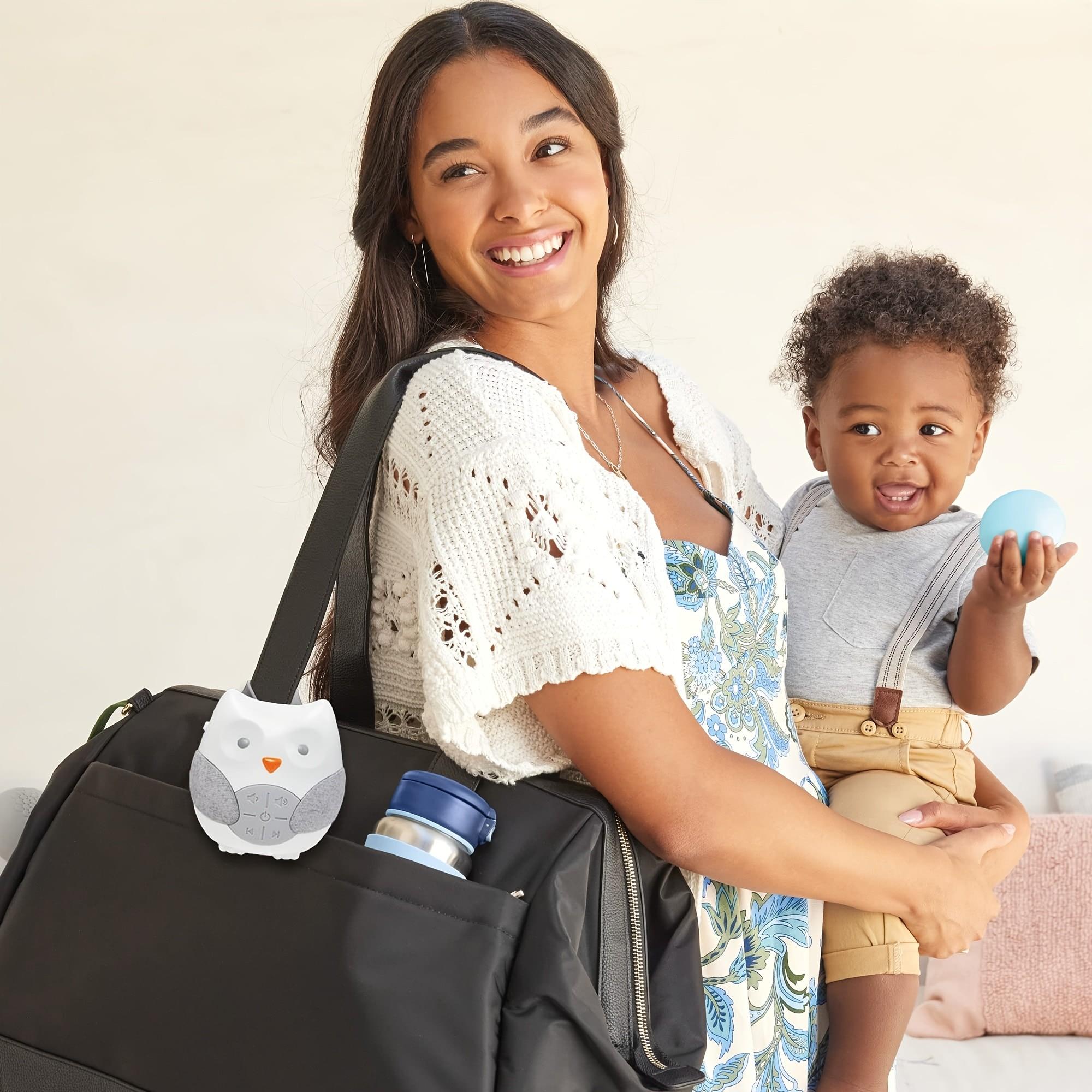 Cute Owl Baby White Noise Machine, Portable Sound Soother with 4 Soothing Sounds & Songs, Adjustable Strap, Auto-Off Timer, Perfect for On-the-Go, Stroller & Crib