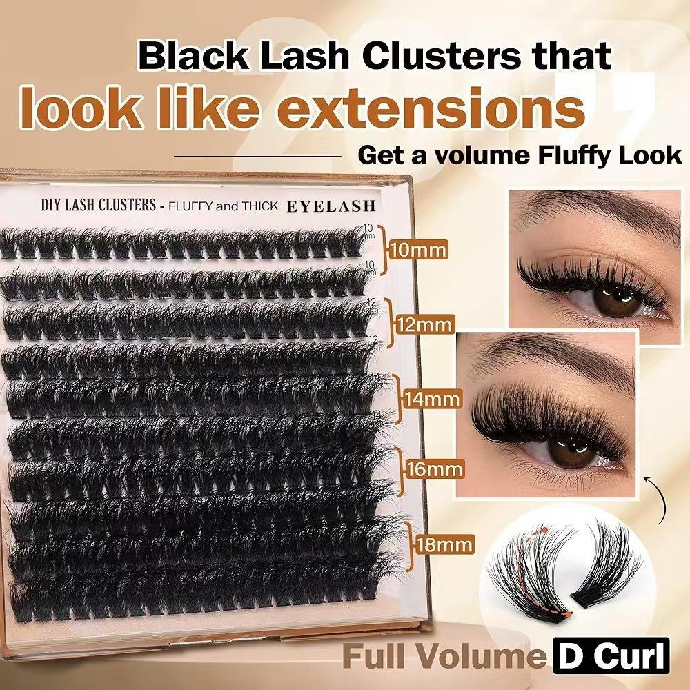 100D Lash Clusters Kit Natural Individual Lashes Wispy Eyelash Extensions 8-16mm DIY Lash Extension Kit Lash Bond and Seal Waterproof, Lash Applicator, Thick False Eyelashes Kit
