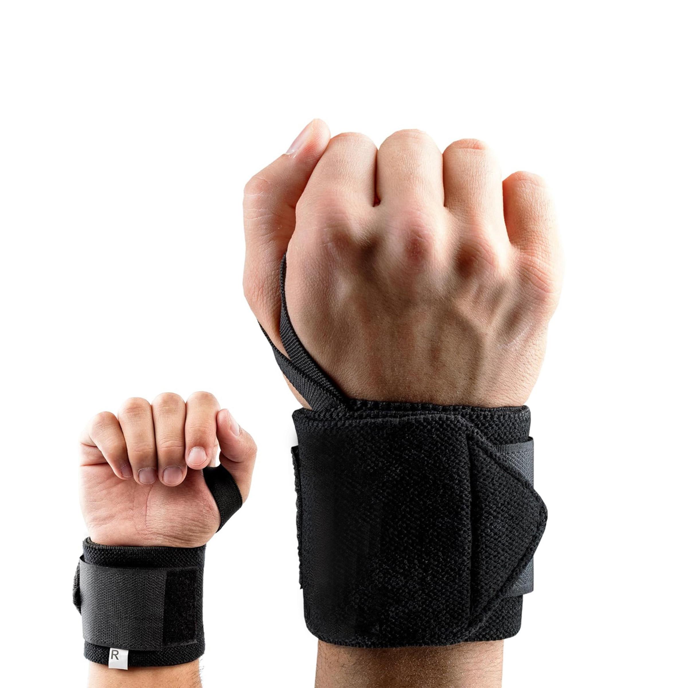 2pcs Gym Wrist Straps with Thumb Support, Elastic Weightlifting Wrist Wraps, Hand Protection Gear for Workout & Fitness Training, Weight Bands Set