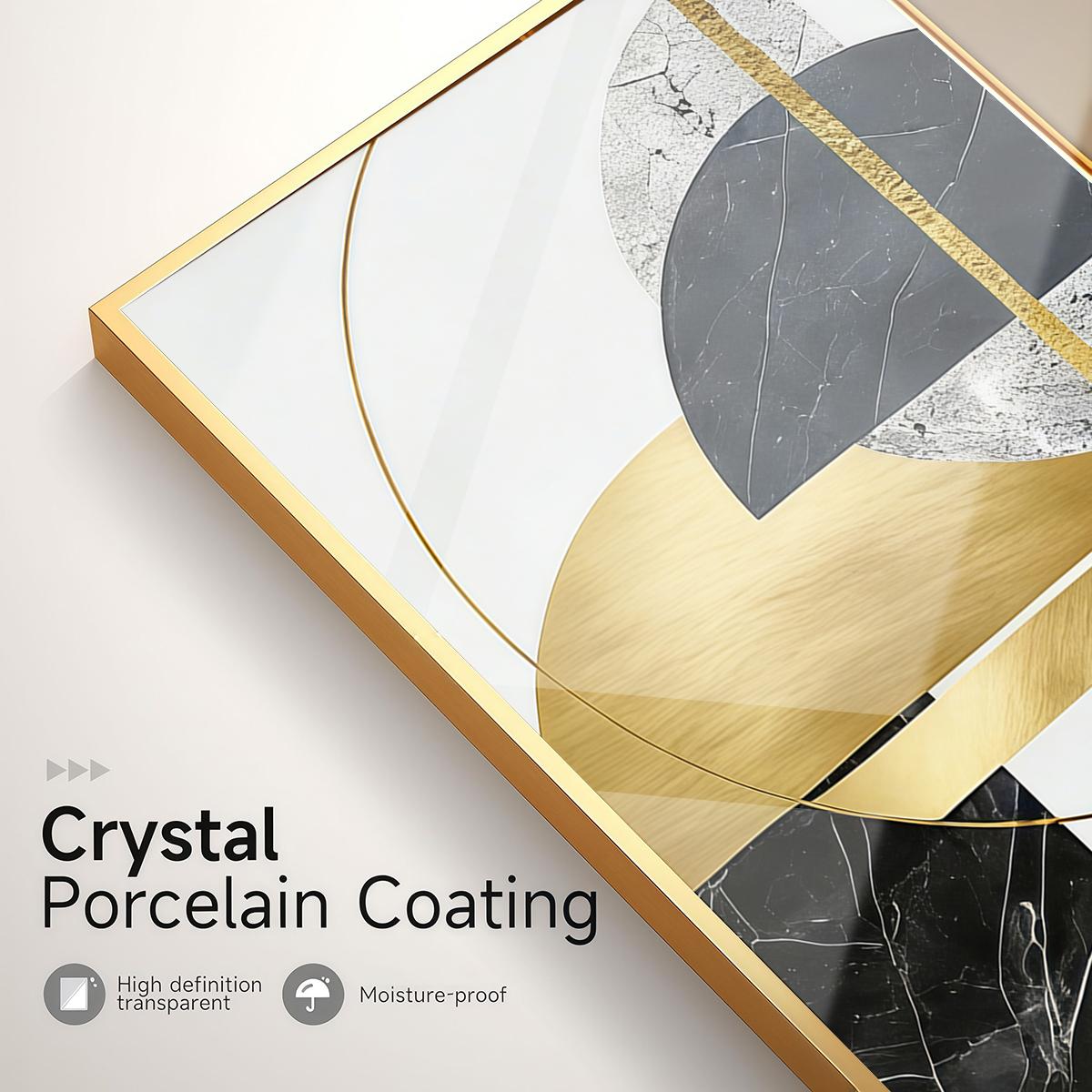 3 Counts Aluminum Alloy Framed Painting, Abstract Geometric Gold And Black Art Pictures, Home Decoration For Living Room, Bedroom, Office, Restaurant, Hallway Wall Decor, Odorless Print Artwork, Luxury Perfect Gift For Friends And Family