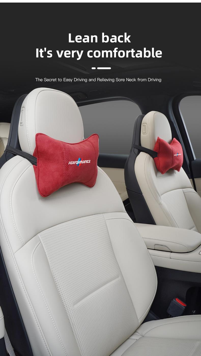 Car Suede Headrest Neck Support Auto Seat Accessories For BMW Performance F25 F26 F15 F16 E90 E91 E92 E60 E84 G22 G32 F13 F36 G30 G20 G11 G12 F80 F82 F90