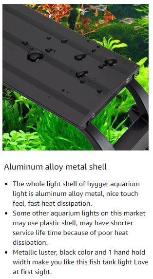 hygger Full Spectrum Aquarium Light with Aluminum Alloy Shell Extendable Brackets, White Blue Red LEDs, External Controller, for Freshwater Fish Tank