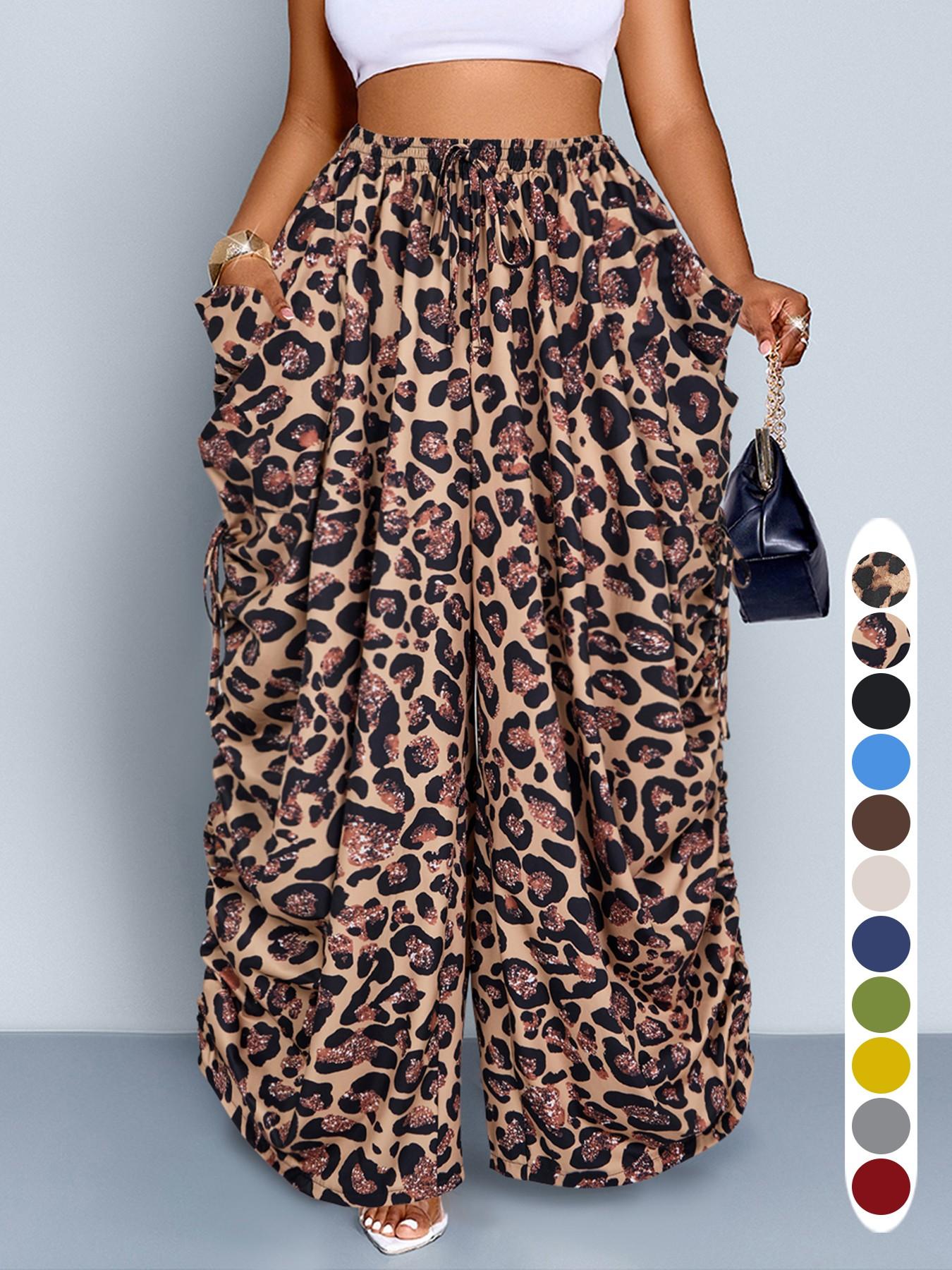 Women's Casual Loose-Fit High Waist Wide Leg Pants, All-Season Woven Fabric, Long Plain Design, Daily Commute & Vacation Wear