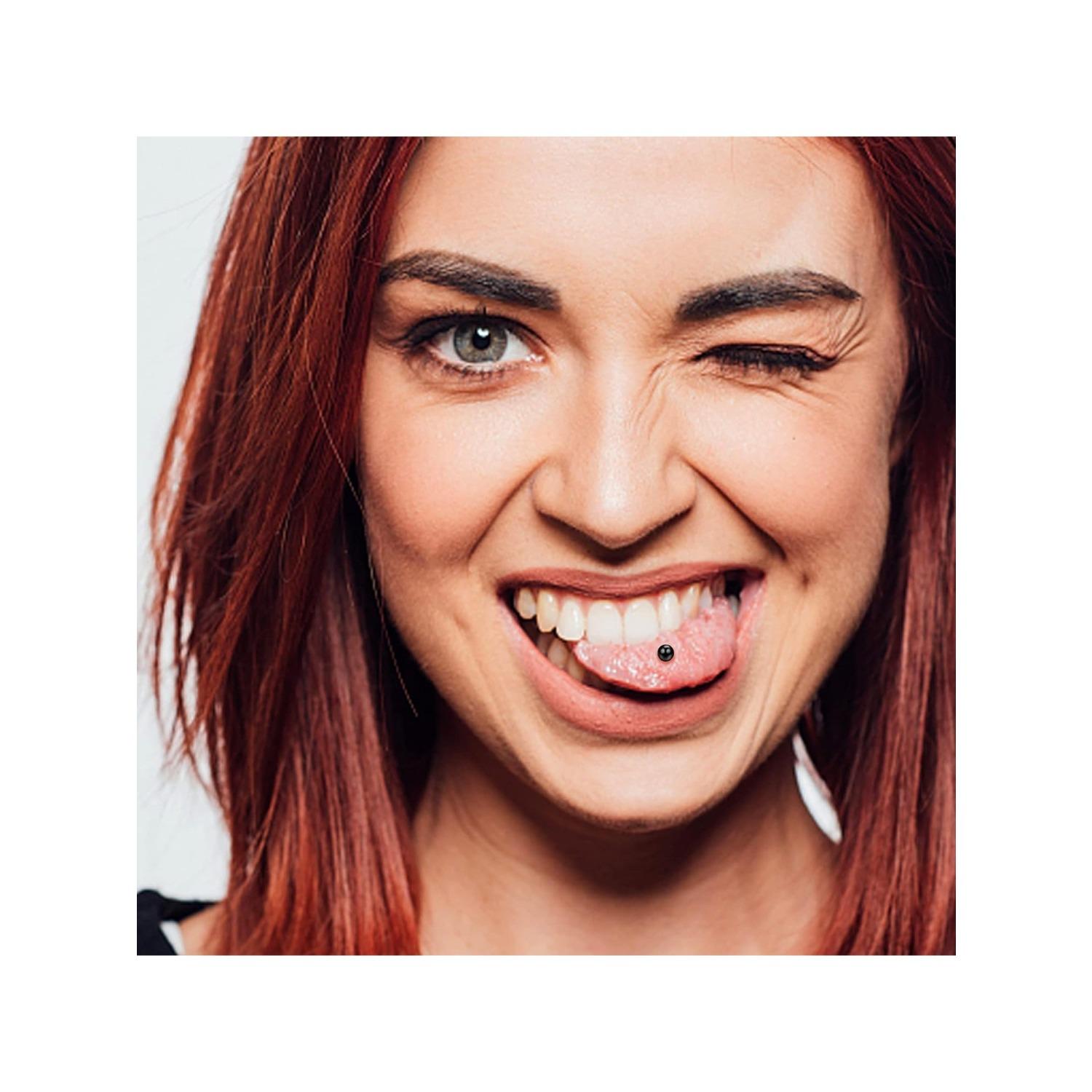 20Pcs 14G Tongue Rings for Women Men 316L Stainless Steel Skull Heart Tongue Piercing Jewelry