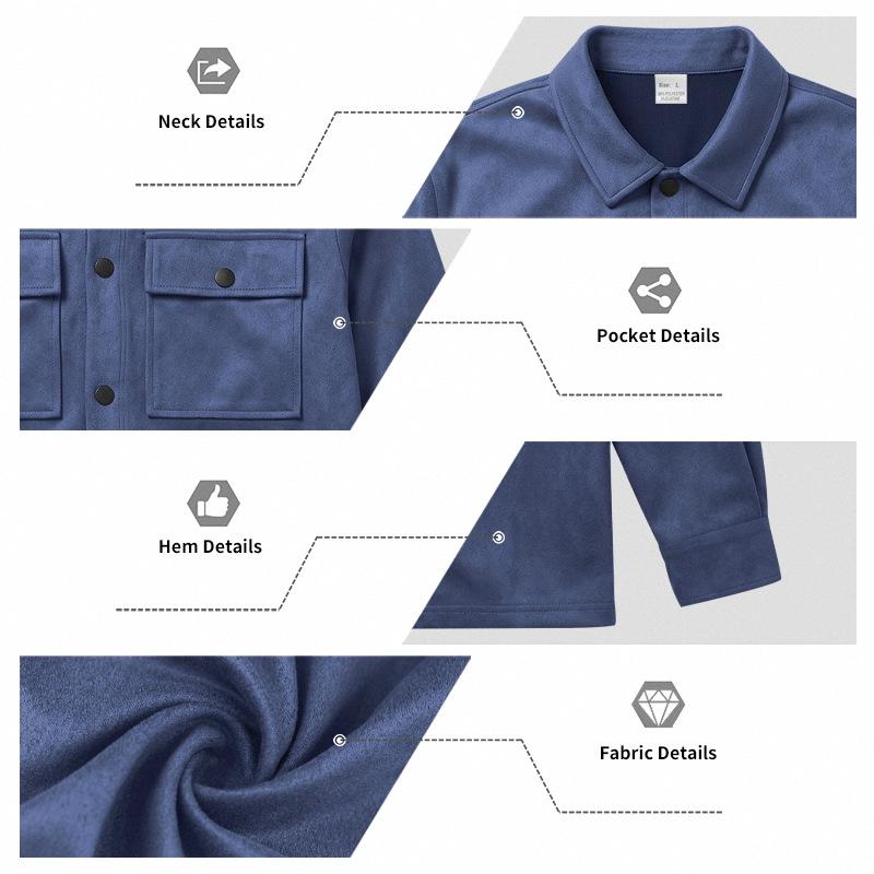 Men’s Faux Suede Utility Jacket Set, Casual Fall Spring Workwear Outfit with Lapel Collar Multi Pocket Jacket and Matching Pants, Relaxed Fit American Streetwear Two Piece Set for Daily Wear, Travel, Outdoor Activities and Weekend Fashion