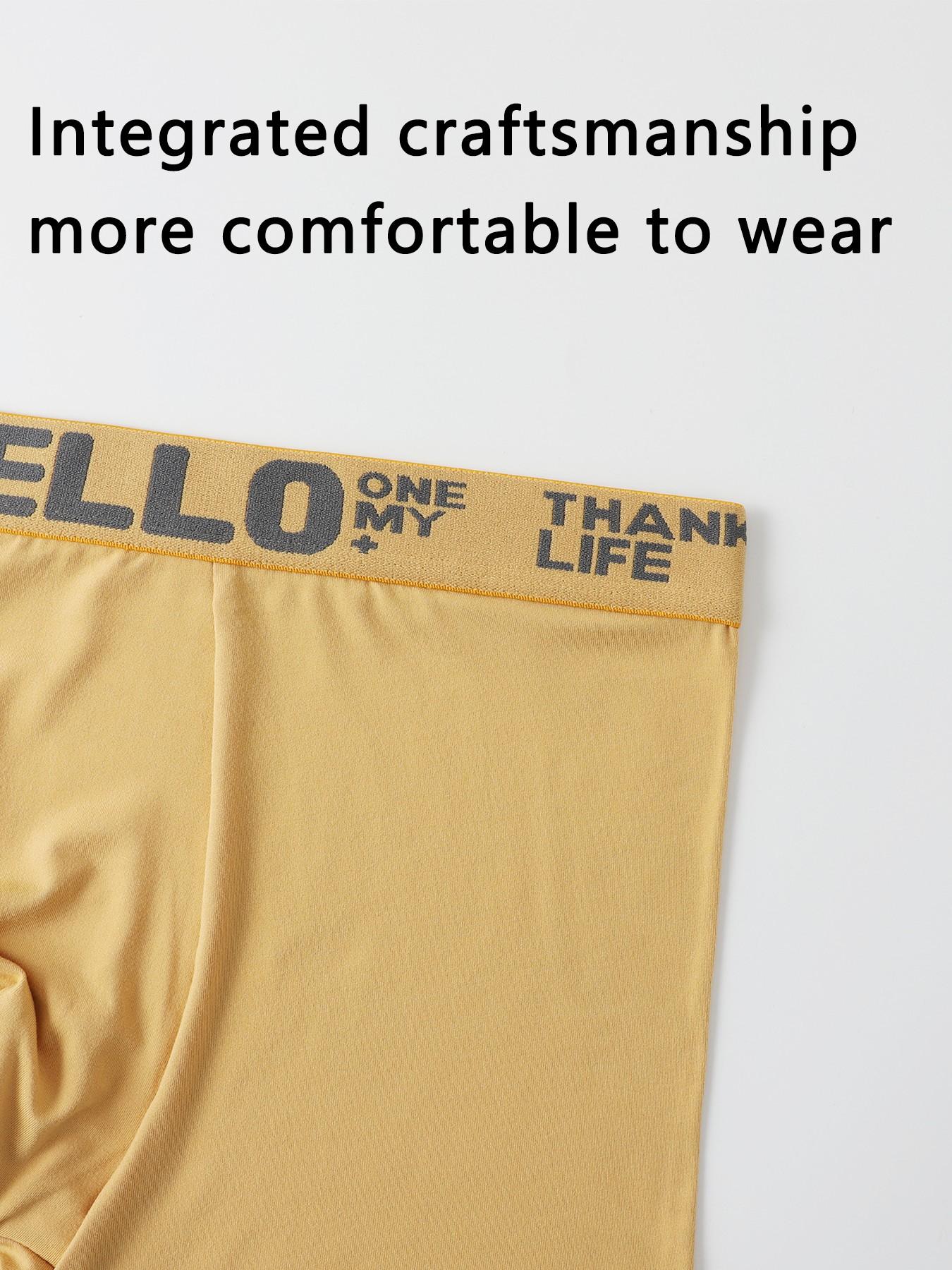 Golden men's boxer briefs, personalized lettered waistband, full of vitality, comfortable and skin-friendly