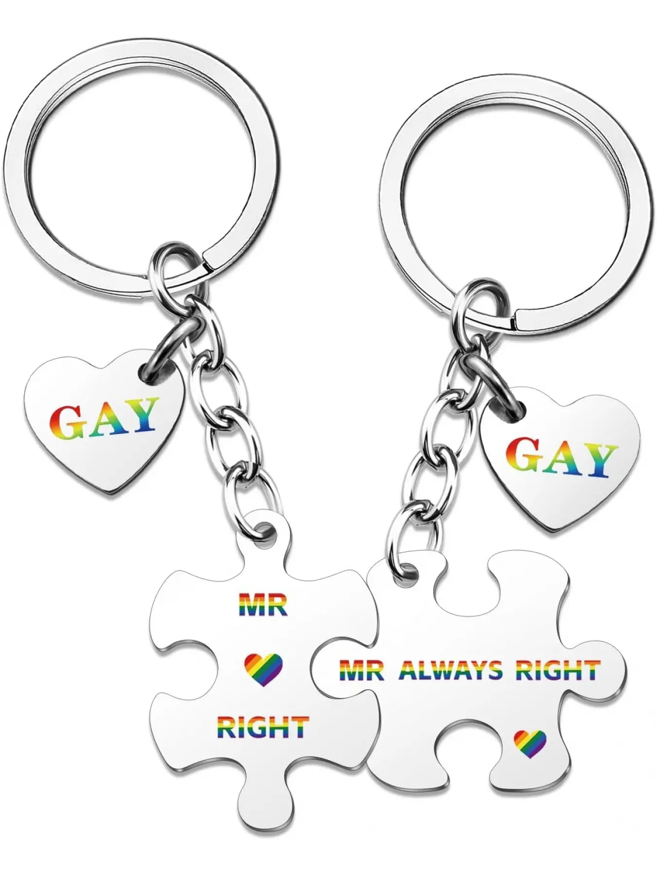 Gay Gifts For Guys Funny Gay Pride Gifts For Men LGBT Lesbian Gift LGBTQ Pride Month Stuff His and His Gays Couple Gift For Birthday Anniversary Christmas Mr. Right Mr. Always Right Keychain