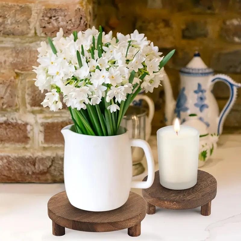 Wooden Display Riser, Woody, Rustic Wood Finish, 3 Counts/set Versatile Cake Stand & Pedestal for Farmhouse Decor, Perfect for Easter, Valentine's Day & New Year, Racks