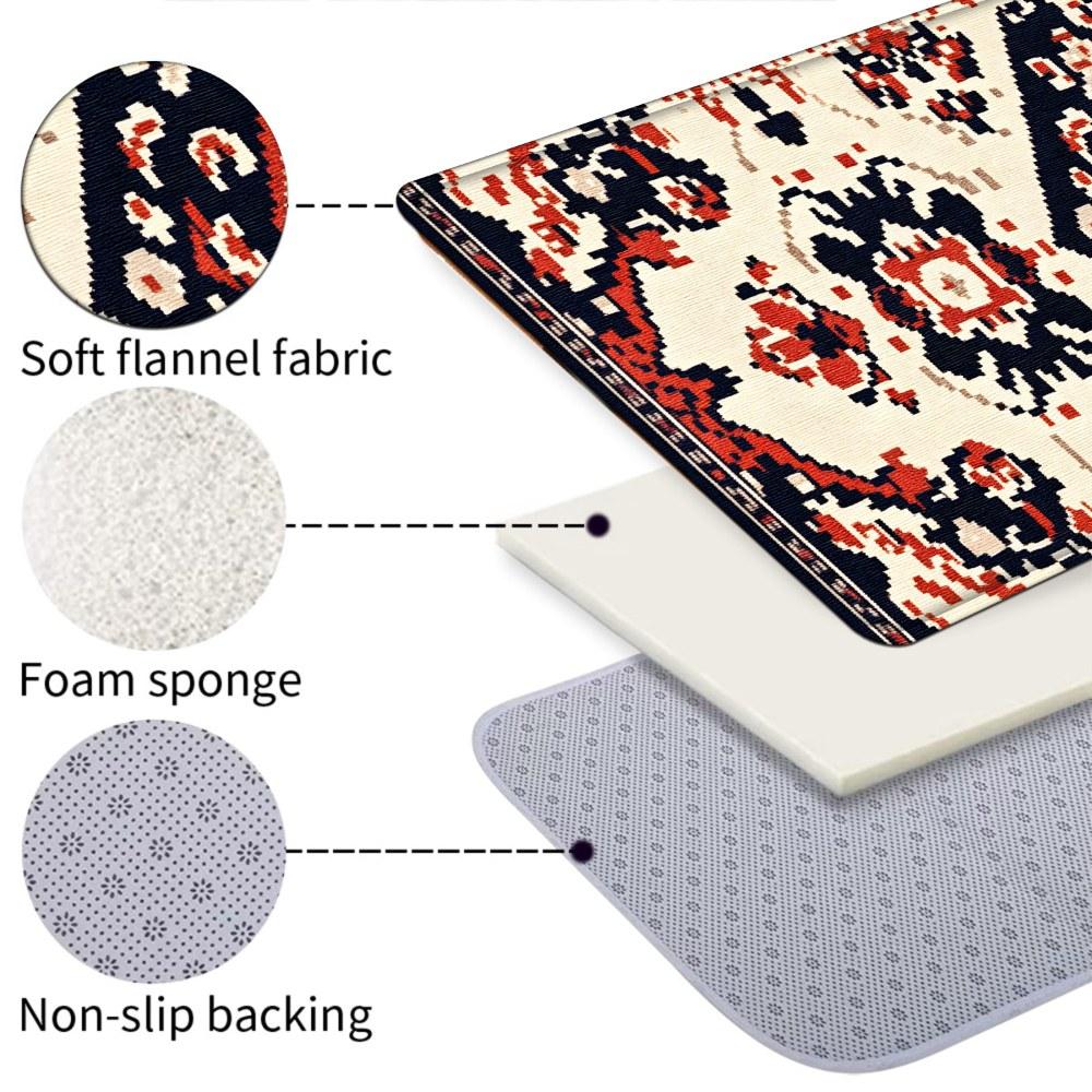 1PC， Red, White and Black Geometric Pattern strip rugs, home décor, bathroom mats, entryway mats, bathroom non-slip mats, indoor entrance rugs, bedroom bedside mats, kitchen mats, hallway rugs, flannel sponge rugs, hallway runner rugs