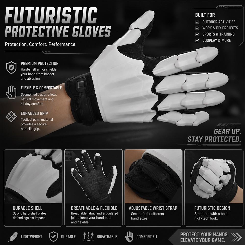 3D Printed Punk Mechanical Gloves, Futuristic Gothic Wearable Hand Armor, Neutral Tech Style Role Play Exoskeleton Gear