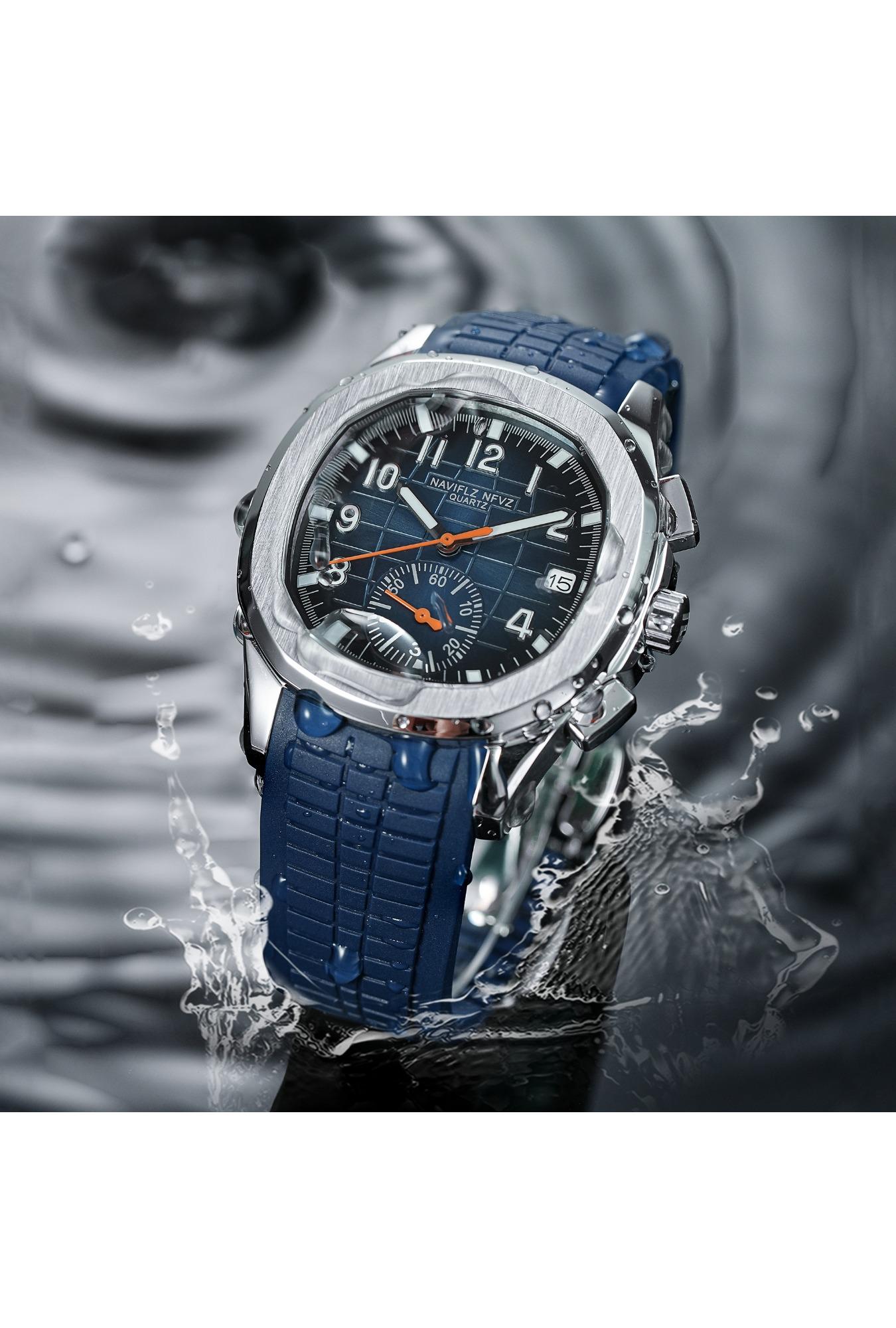 2026 Hot Selling Top Luxury Brand Japan VD53 Mov Chronograph Quartz Watch Stainless Steel Silver-Blue Rubber Strap Luminous Waterproof
