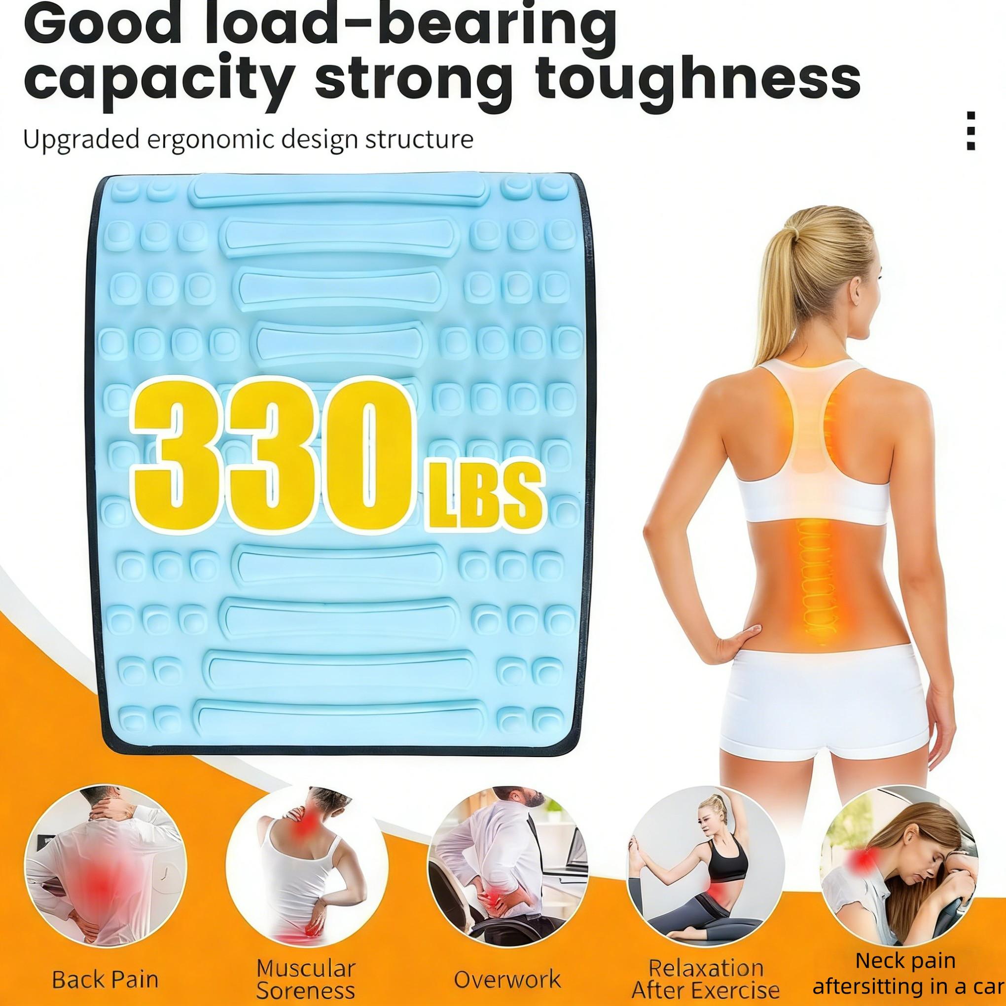 Back Stretching Device for Lower Back Pain Relief, Adjustable Metal Support, Spinal Decompression and Posture Corrector, Back Massage