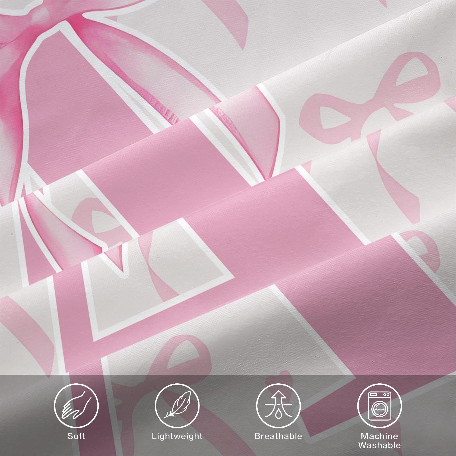 3Pcs Pink Bow Fitted Sheet Set, Custom Initial Sweet Print, Breathable Non-slip Fit, Ideal for Bedroom Dorm Home Decor