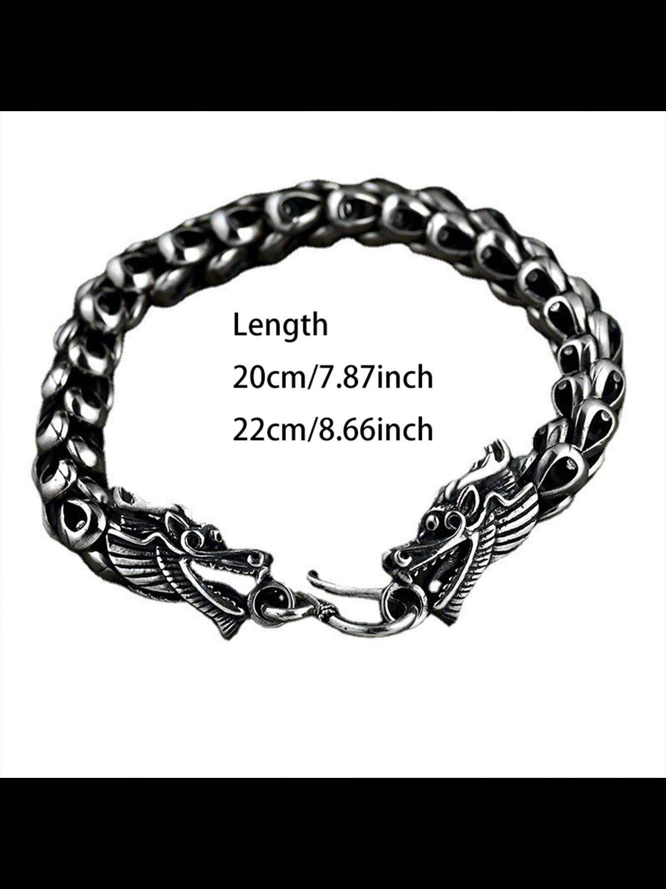 New Fashion Versatile Thai Dual Dragon Head Hand Chain, Men's Trendy Thick Dragon Scale Lucky Twelve Zodiac Dragon Bracelet