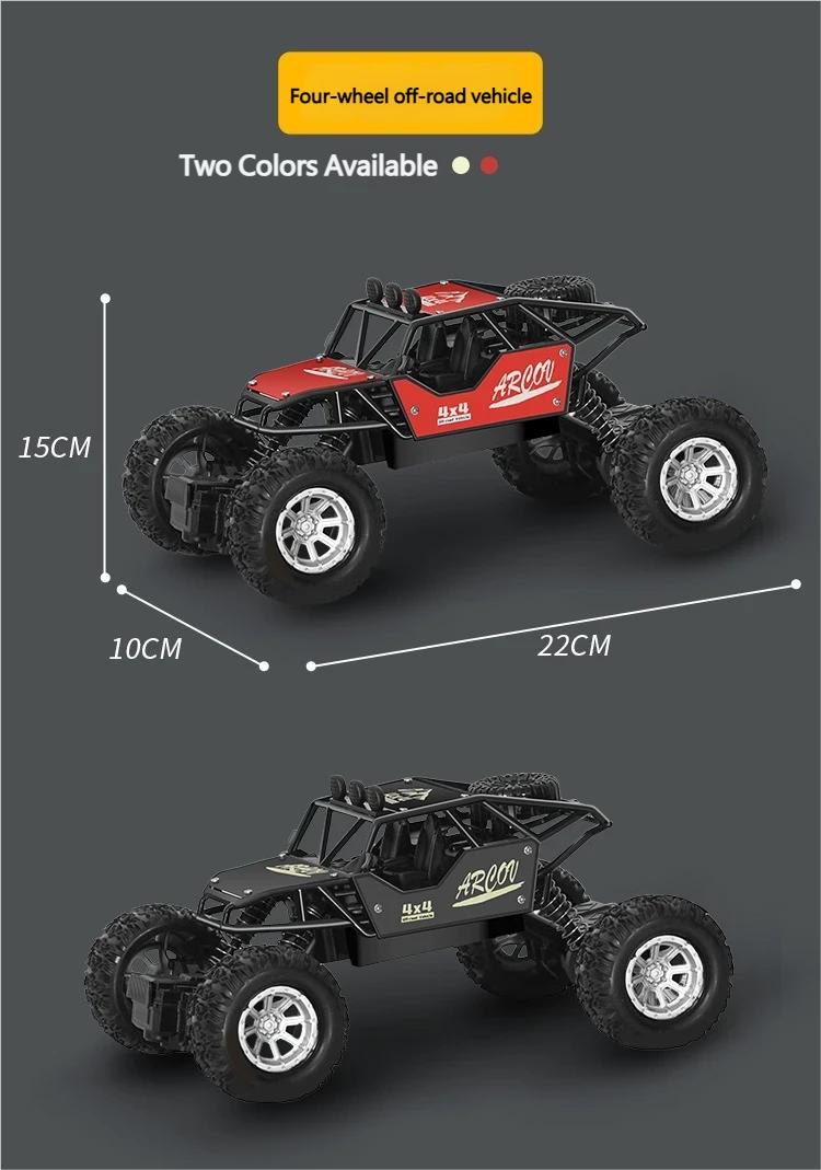 RC Off Road Car Alloy Body Remote Control Monster Truck With Elastic Shock Absorbers Rubber Tires All Terrain Waterproof RC Crawler For Sand Grass And Mountain Roads