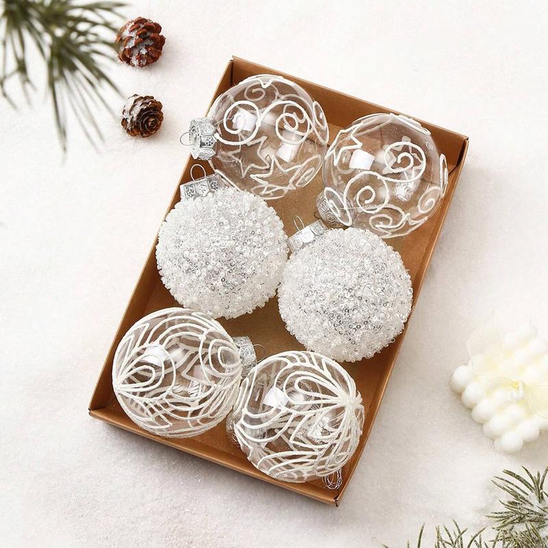 6PCS/Set Christmas Balls Ornaments Xmas Balls Decoration, Shatterproof Christmas Balls Ornaments for Christmas Tree DIY. Painting & Glittering Hanging Ball for Party Event Home Ornaments