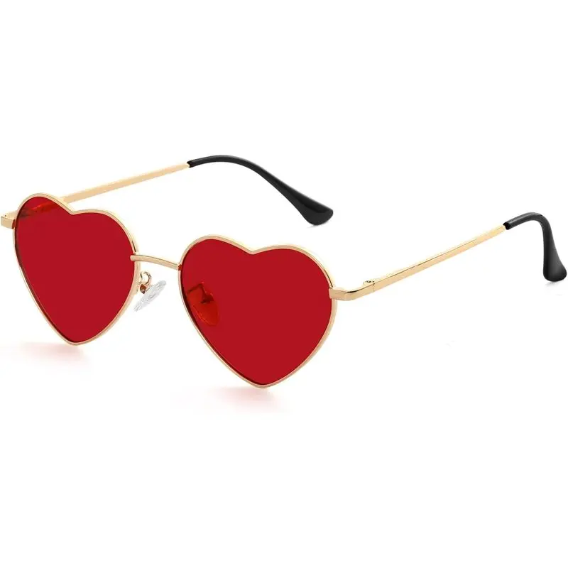 Polarized Heart Sunglasses for Women Men Fashion Lovely Sun Glasses |   UV400 Protection, Metal Frame, Costume Travel Beach Essentials