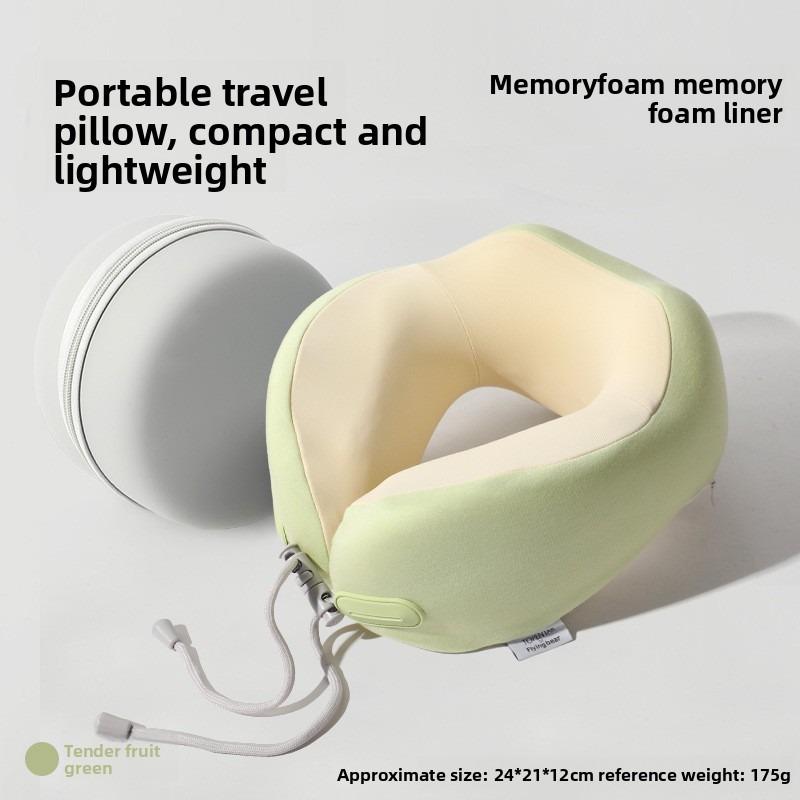 Memory foam U-shaped travel neck pillow, portable and foldable support pillow, necessary for travel comfort