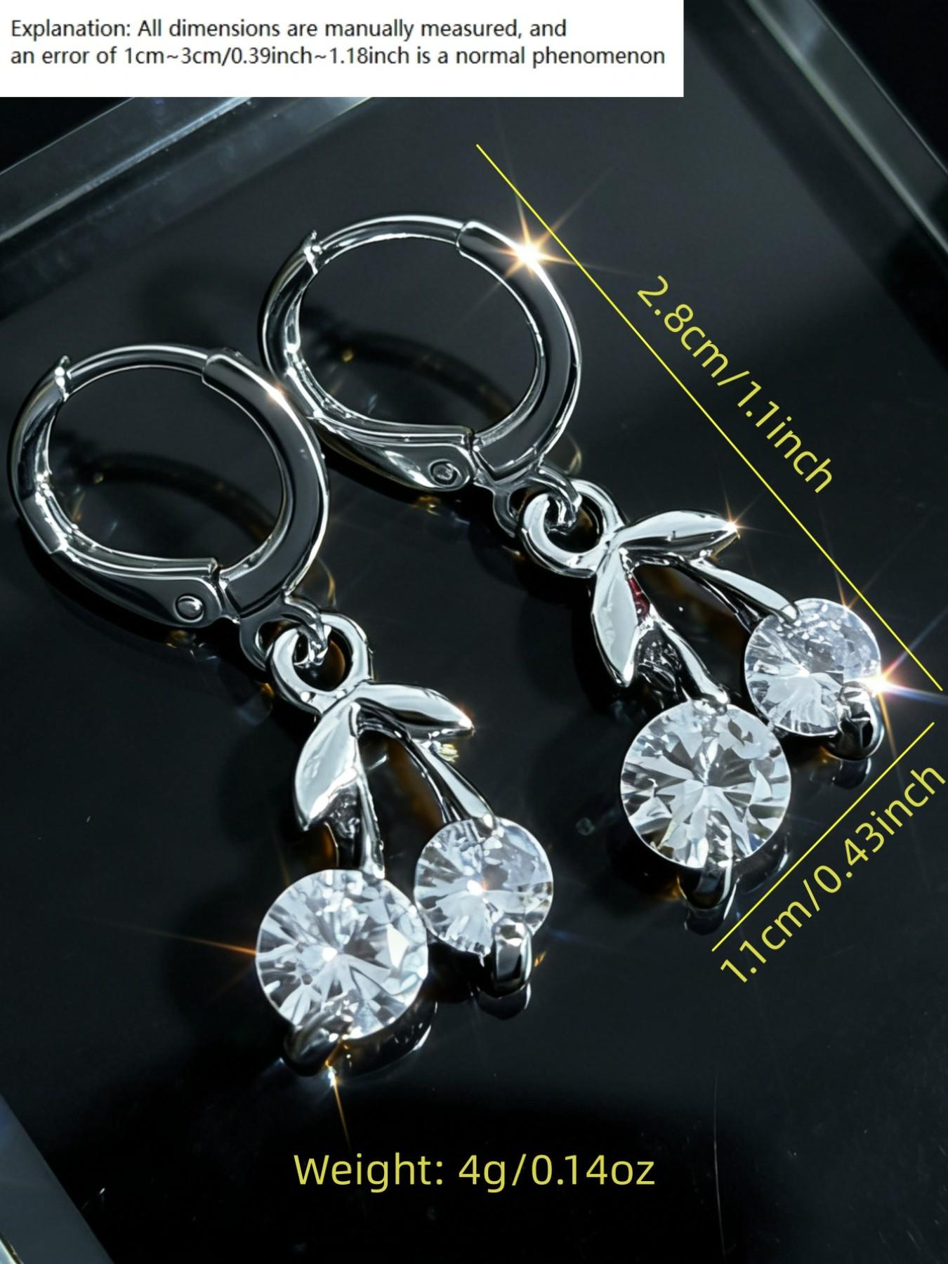 1 pair of sparkling cherry earrings, a fashionable and elegant versatile accessory, perfect for ladies' party wear