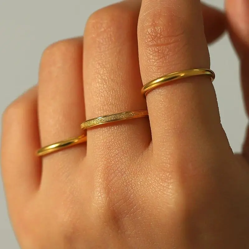 Tarnish Free Dainty Rings Stainless Steel 18K Gold Plated  Knuckle Rings For Lady waterproof Minimalist Gold Rings For Women