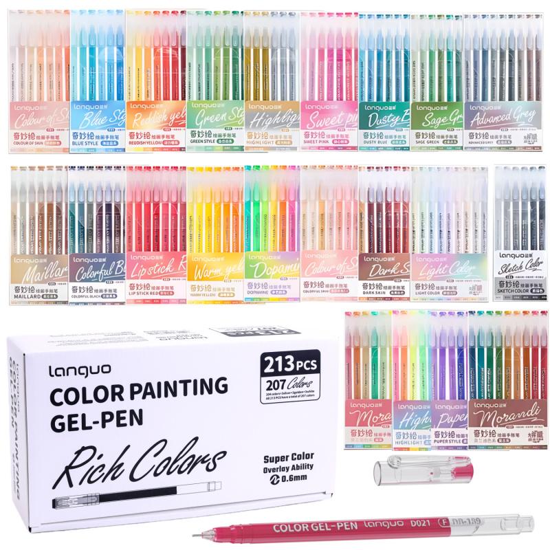 54/99/168/213 Pcs Gel Pens, 0.6 mm Fine Tip Gel Pens for Coloring,Portable Case gel pens Colored for Journaling, Coloring, Painting, Drawing & DIY Crafts,Stackable colors,Smooth,Water-Based