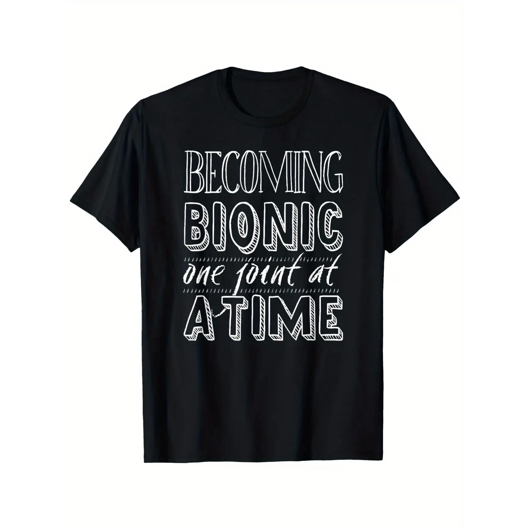 Becoming Bionic Letter Graphic Cotton T-Shirt, Cozy Oversized Cute Fashion Daily Outfit, Sweet Valentine Gift For Lovers Best Friends Wonderful Holiday Present For Him & Her