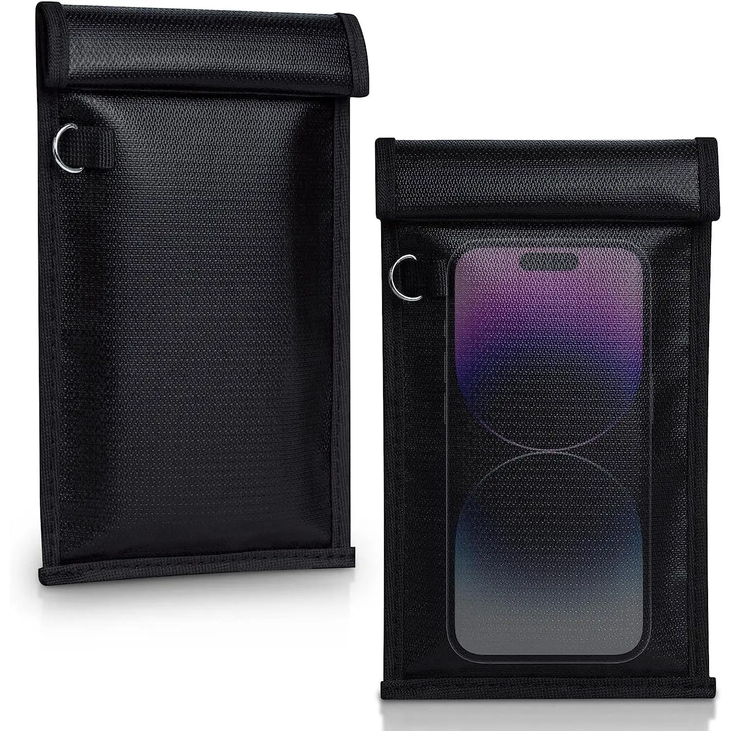 2-Pack Compact Faraday Signal Blocking Pouch for Car Key Fob & Smartphone, Double-Layer Reinforced Metal Fiber RFID Shielding Sleeve, Lightweight Water Resistant Shockproof Fire Resistant Travel Privacy Protection Bag