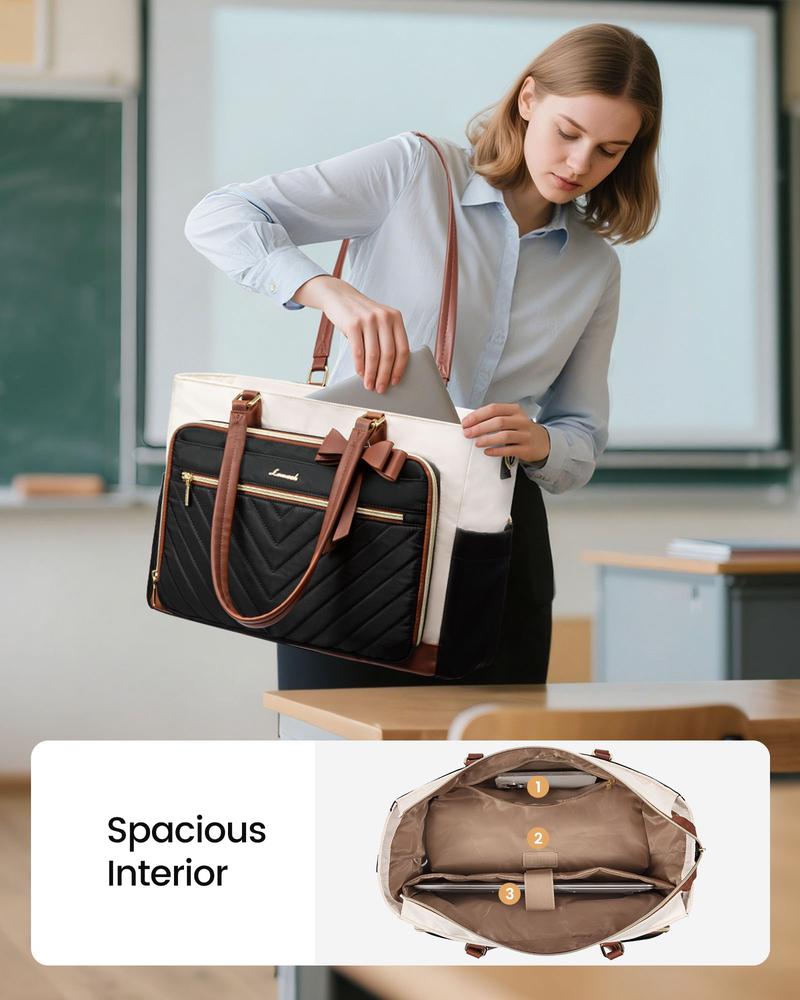 LOVEVOOK Lunch Tote Bag for Women,15.6 Inch&17.3 Inch Large Capacity Work Bag with Laptop Compartment, Teacher Tote Bag with Zipper, Handbag Insulated Bag Leakproof for Nurse, Office, College,TikTokShopStockUp