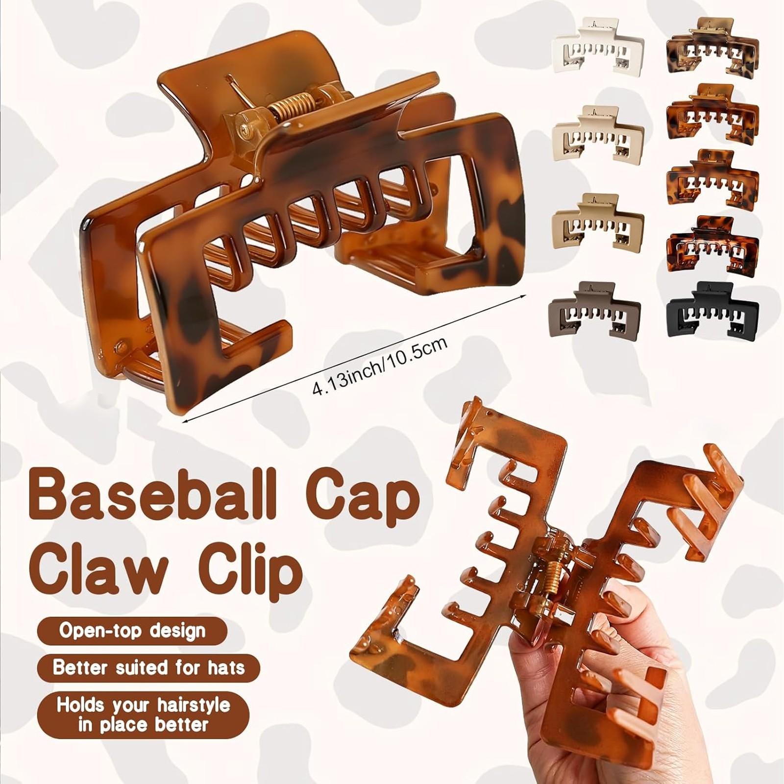 2 PCS Claw Clips for Baseball Caps, Strong, Non-Slip Square Design, Hair Accessory Gifts, Mixed Color for Thick and Fine Hair, Hair Clip for Hat for Women Girls