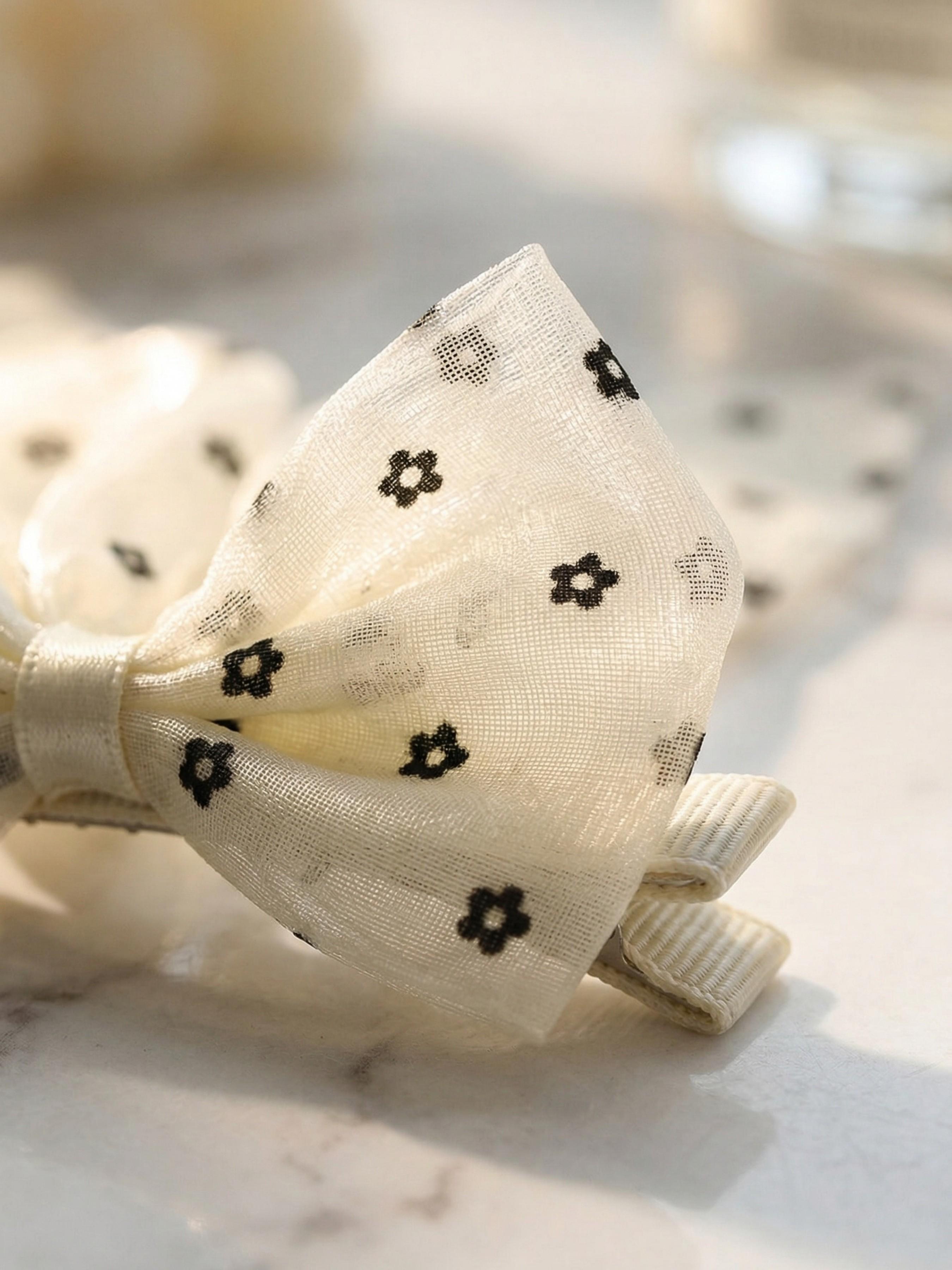 6/12/24/50pcs - Polka Dot Organza Bow Hairpins Set, Lace Silk Bow Hairpins, Duckbill Clips, Women's Headwear Accessories, Suitable for fashion-conscious girls, for daily outfits, parties, weddings as bridesmaids, school looks, etc.