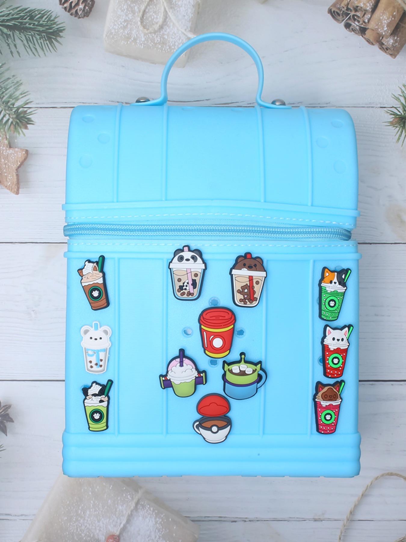 28/50/100pcs Cute Milk Tea Drink Coffee Series Shoe Charms, DIY Shoe Boot Decoration Accessories, Wristband Book Bag Decorations, All Seasons Party Style, Footwear