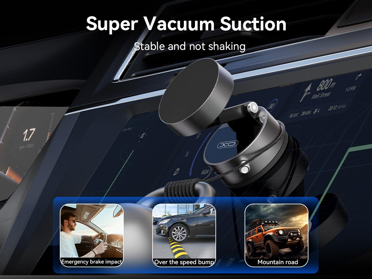 Upgraded Vacuum Magnetic Suction Phone Mount, Magnetic Car Phone Holder, ideal for Car/Gym/Mirror/Shower/Smooth Surface, 360° Adjustable