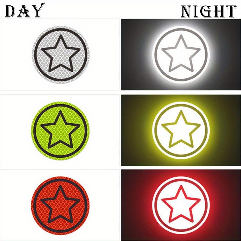 2-Pack Reflective Stickers for Motorcycle Helmets and Cars, Round and Star Pattern Reflective Warning Stickers for Safety