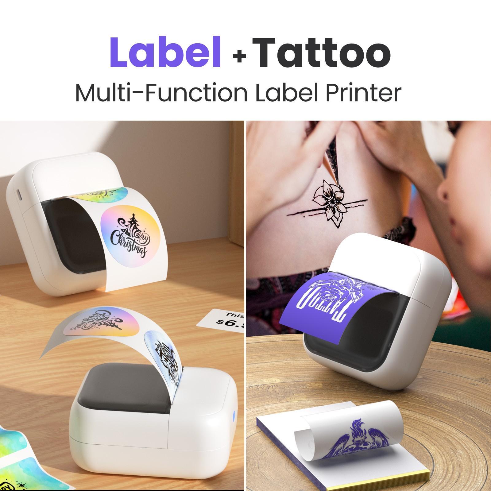 Portable Inkless Thermal Label Printer, Bluetooth-compatible Mini Label Maker for Small Business, Price Tags & Home Organization, Tattoo Design Printing
