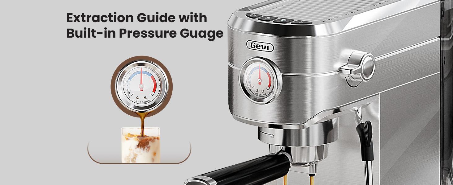 【Springtok】Gevi 20-Bar Espresso Coffee Machine – Professional Semi-Automatic Coffee Maker with Milk Frother Steam Wand