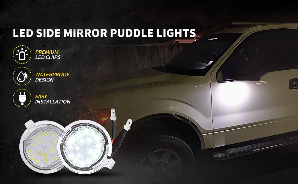 LED Side Mirror Puddle Lights Compatible with Ford F150 Explorer Edge Expedition Flex Taurus X Mirror Signal Lamp Indicator Replacement Accessories, Pack of 2