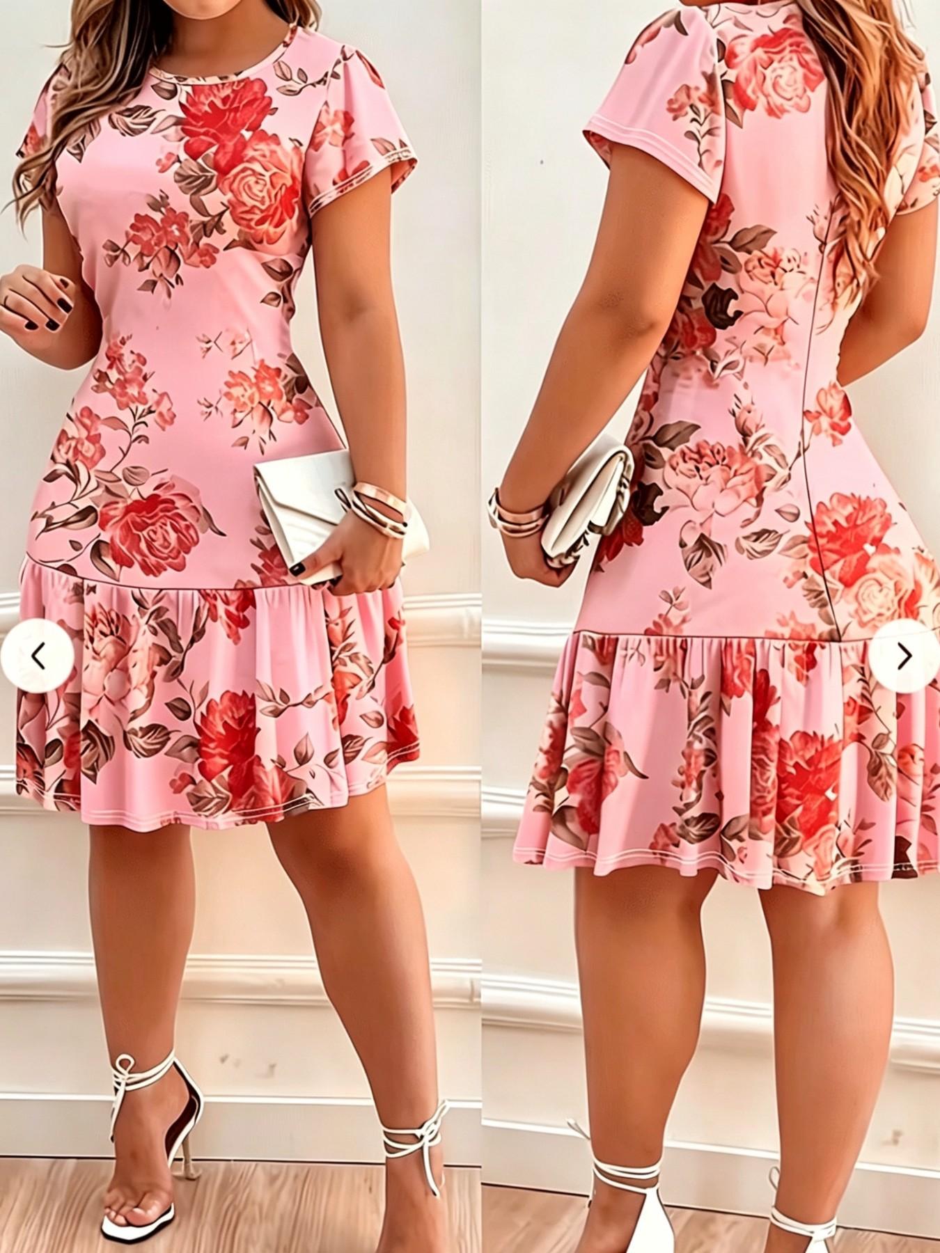 Summer Women's Casual Full Print High Elasticity Dress, Comfortable and Stylish, Perfect for Daily Wear, Trendy and Versatile Design