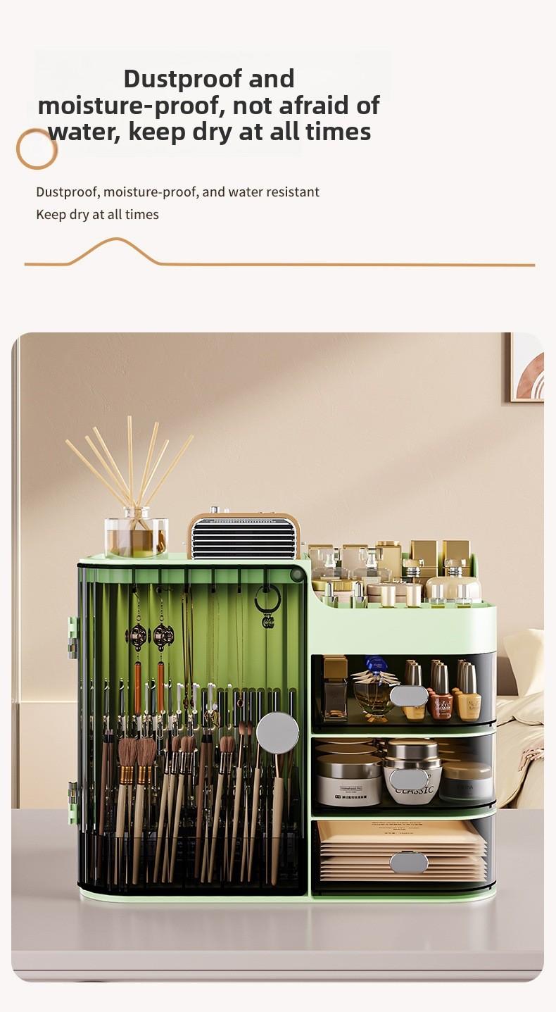 Light Luxury PP+PET Material, Cosmetic Dustproof Storage Rack, Multifunctional Transparent Lipstick and Skincare Display Rack, Large Capacity Face Mask Cosmetic Organizer Box