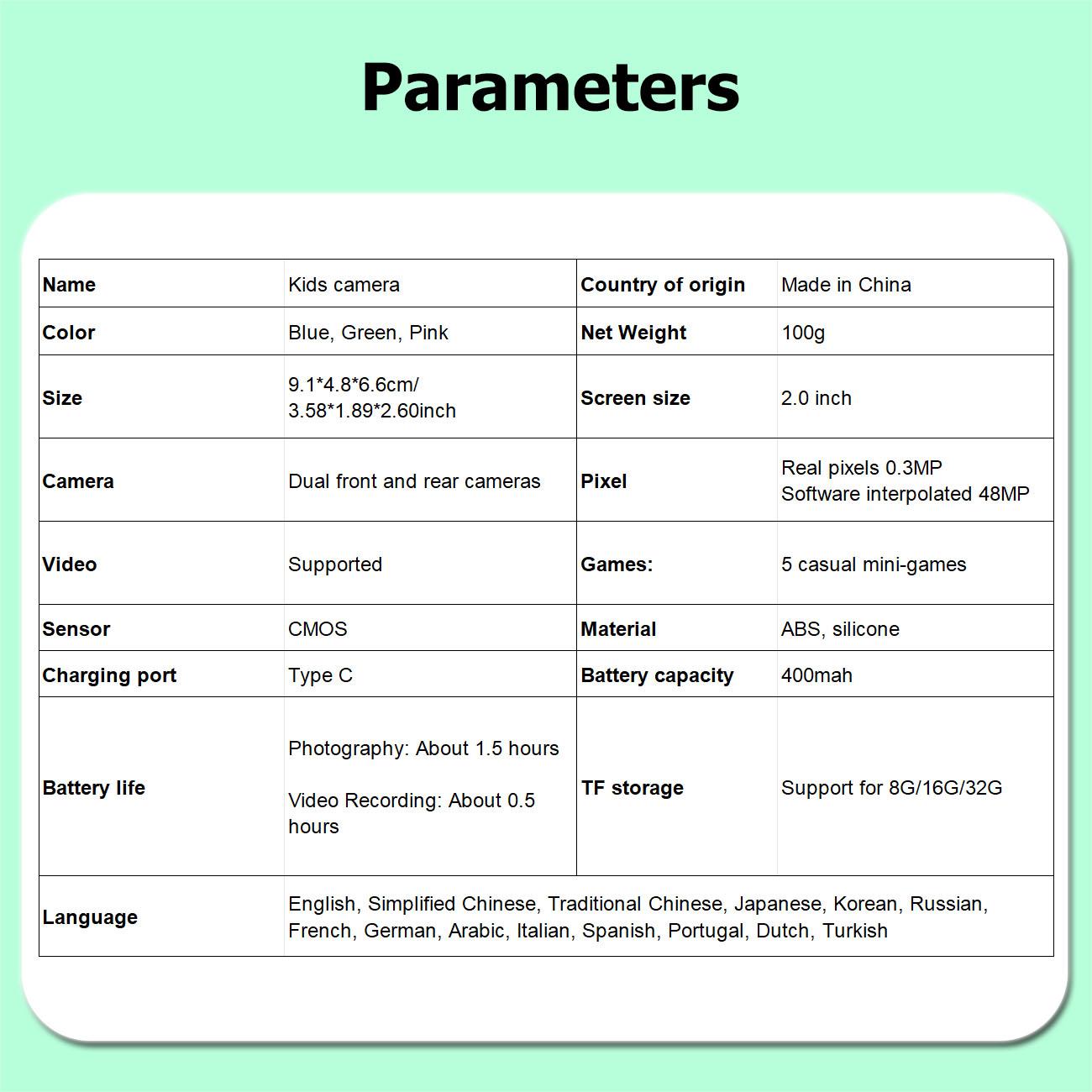 Cartoon Dinosaur Design Digital Camera, USB Rechargeable Video Camera Toy with 32GB Memory Card, Perfect Gift for Birthday & Holiday
