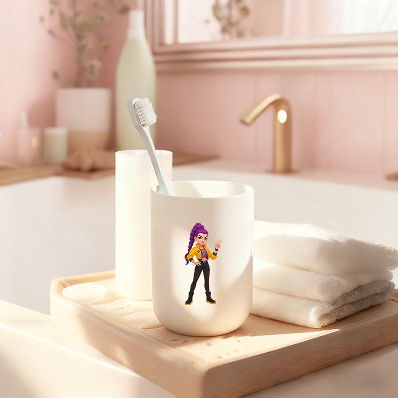 1pc mouthwash cup, cartoon pattern printing, durable bathroom toothbrush cup, wash cup, toothbrush holder, bathroom storage, bathroom water cup, brushing cup, Christmas Valentine's Day gift for students back to school (only cups are sold)